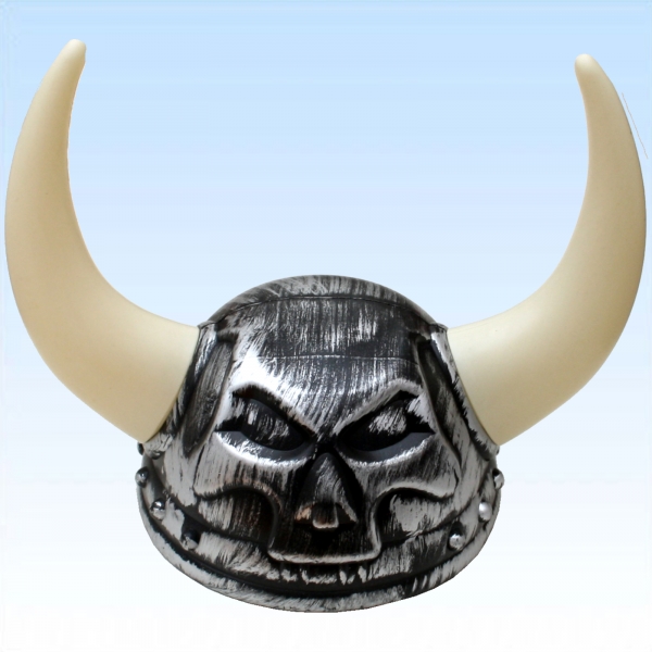 Silberner Helm Wikinger mit Hörnern