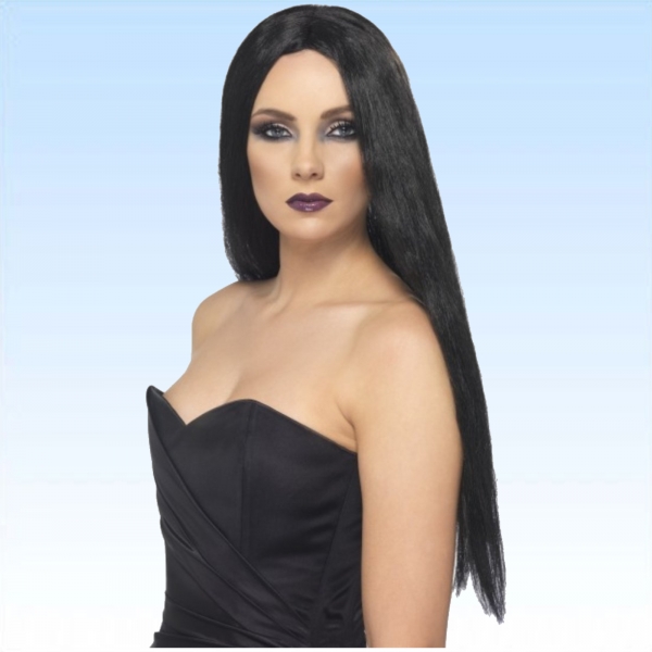 Hexenperücke schwarz lang