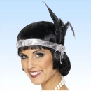 Charleston Kopfschmuck mit Federn Silber